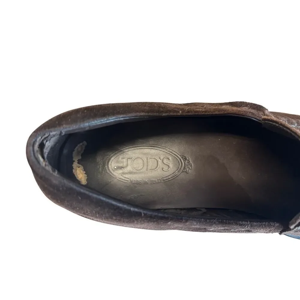 Tod's Suede Driving Penny Loafers, men’s size 10.5